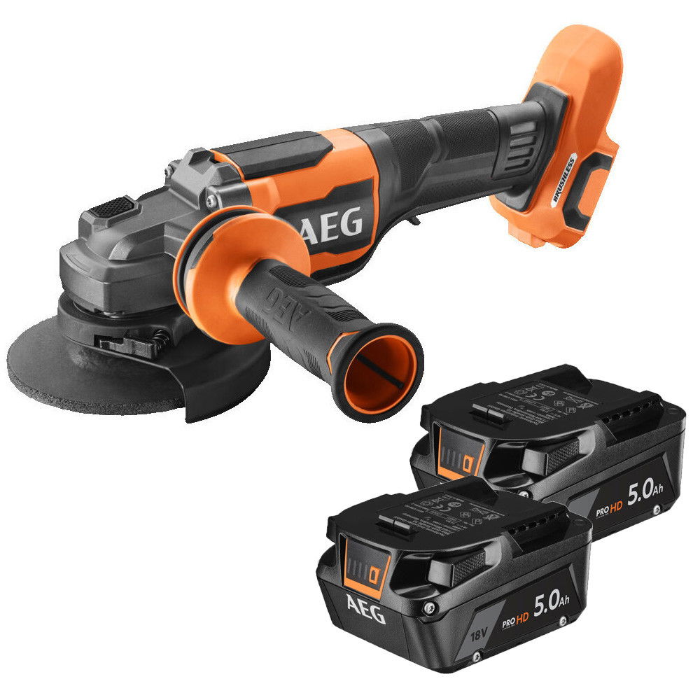 AEG BEWS 18-125BLPX2-502C akkus sarokcsiszoló (2 x 5.0 Ah Li-ion akkuval, kofferben) termék fő termékképe